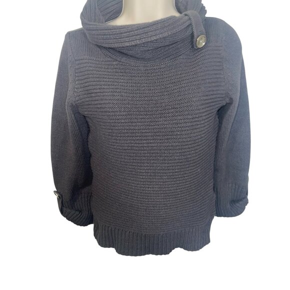 JONES NEW YORK SIGNATURE Women's Size Small Thick Knit Cowlneck Grey Sweater - Picture 4 of 12